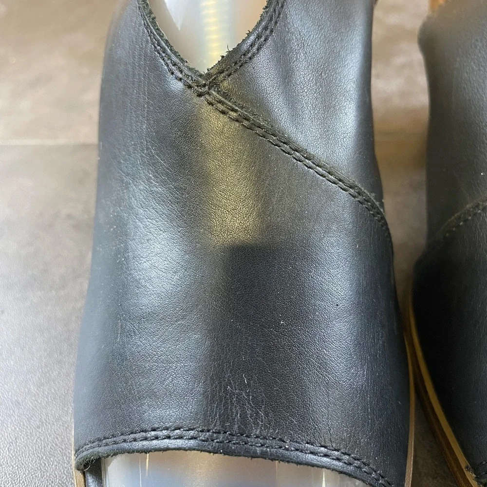 Lucky Brand Black Leather Block Heal Open Toe Sandal Size 10 - Picture 7 of 10